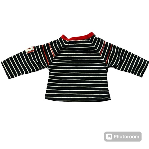Motionwear Baby Toddler Long Sleeve Black Striped Shirt Size 3-6M Months Red - Picture 3 of 4